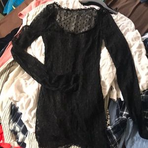 Free people mesh sheer dot top